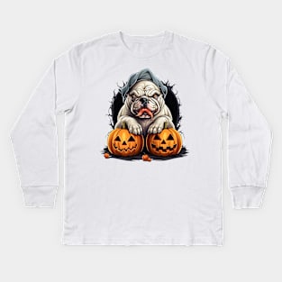 Halloween Bulldog #4 Kids Long Sleeve T-Shirt